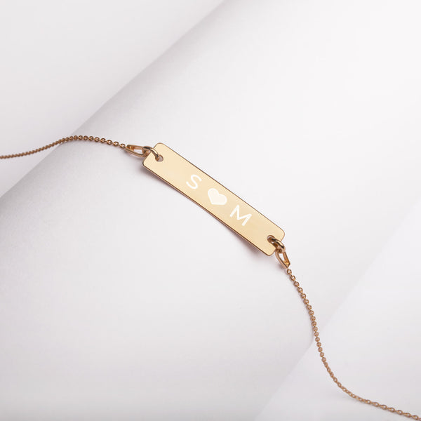 Personalized letters Engraved Silver Bar Chain Necklace