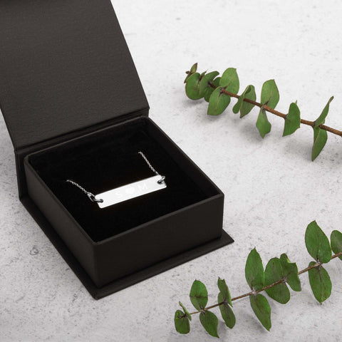 Personalized letters Engraved Silver Bar Chain Necklace
