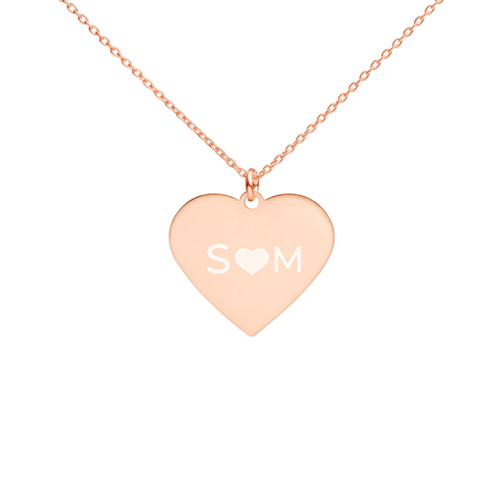 Personalized Letters Engraved Silver Heart Necklace