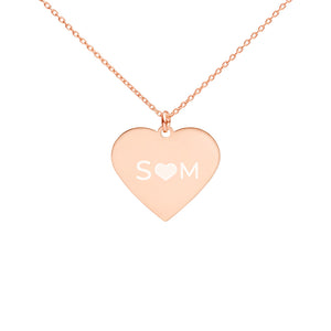 Personalized Letters Engraved Silver Heart Necklace