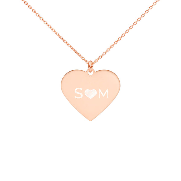 Personalized Letters Engraved Silver Heart Necklace
