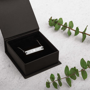 Personalized letters Engraved Silver Bar Chain Necklace