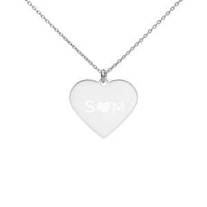 Personalized Letters Engraved Silver Heart Necklace