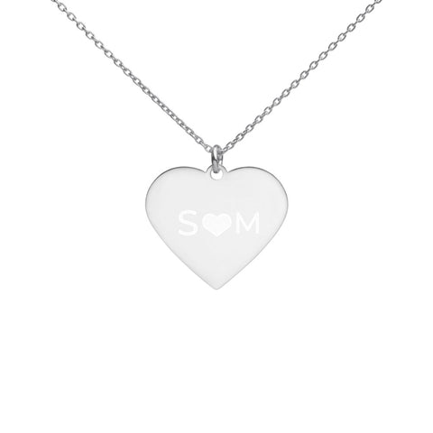 Personalized Letters Engraved Silver Heart Necklace