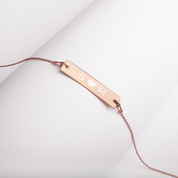 Personalized letters Engraved Silver Bar Chain Necklace