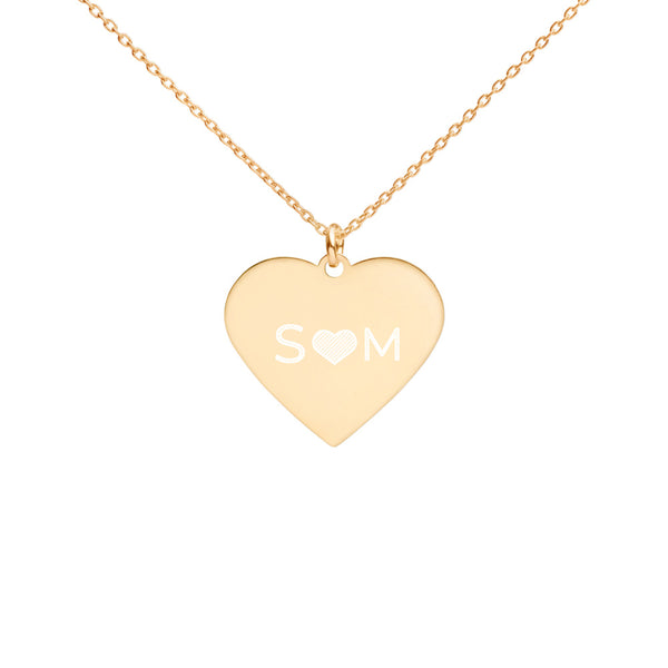Personalized Letters Engraved Silver Heart Necklace