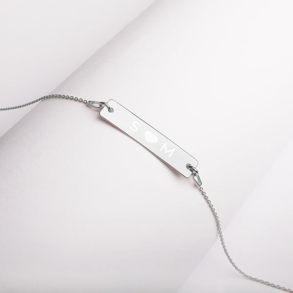 Personalized letters Engraved Silver Bar Chain Necklace